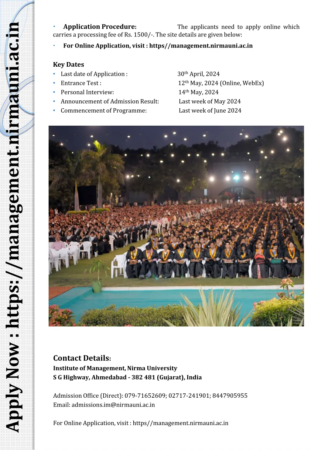 apply now https management nirmauni ac in 1