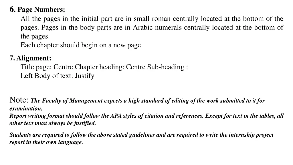 6 page numbers all the pages in the initial part