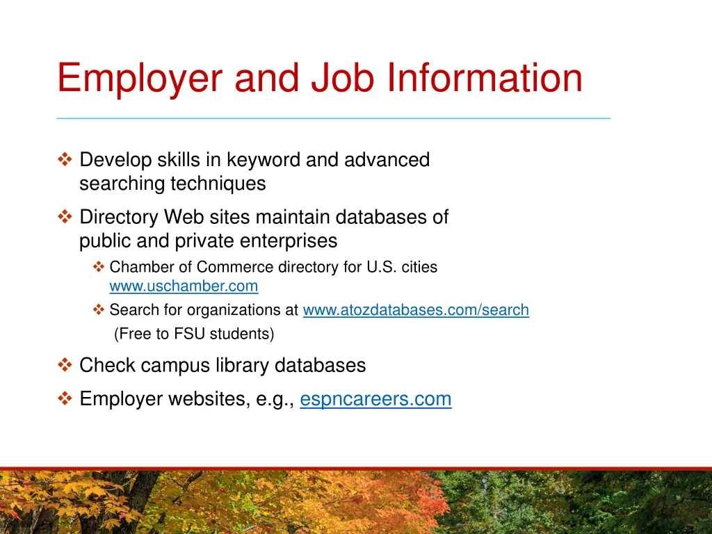 employer and job information
