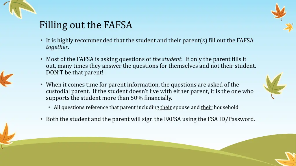 filling out the fafsa