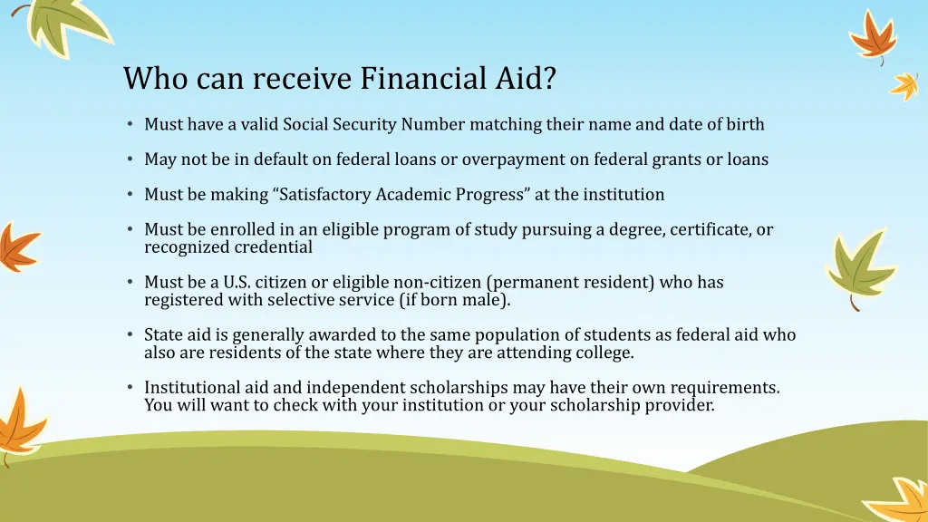 who can receive financial aid