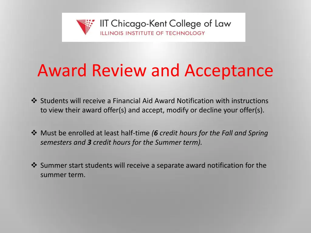 award review and acceptance