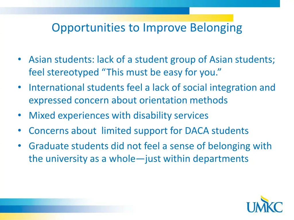 opportunities to improve belonging