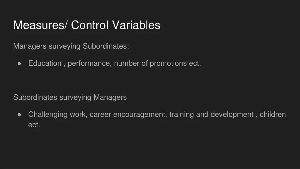 measures control variables