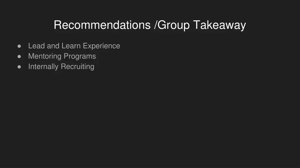 recommendations group takeaway