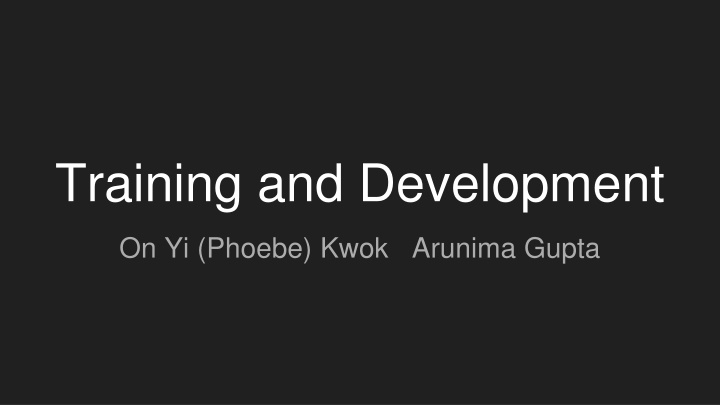 training and development