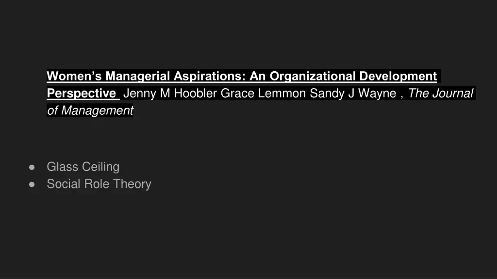 women s managerial aspirations an organizational