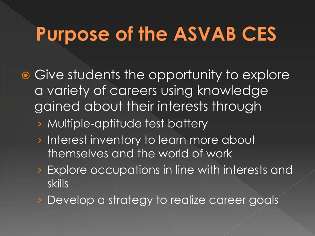 purpose of the asvab ces
