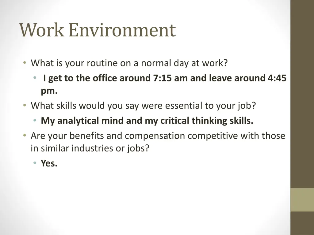 work environment