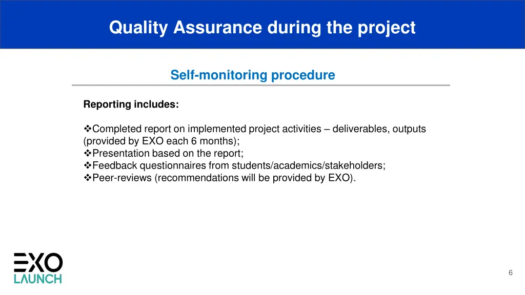 quality assurance during the project 1