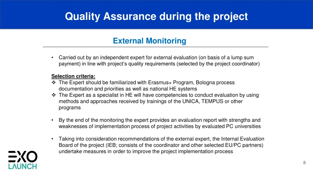 quality assurance during the project 3