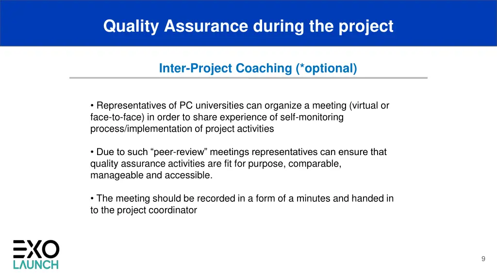 quality assurance during the project 4