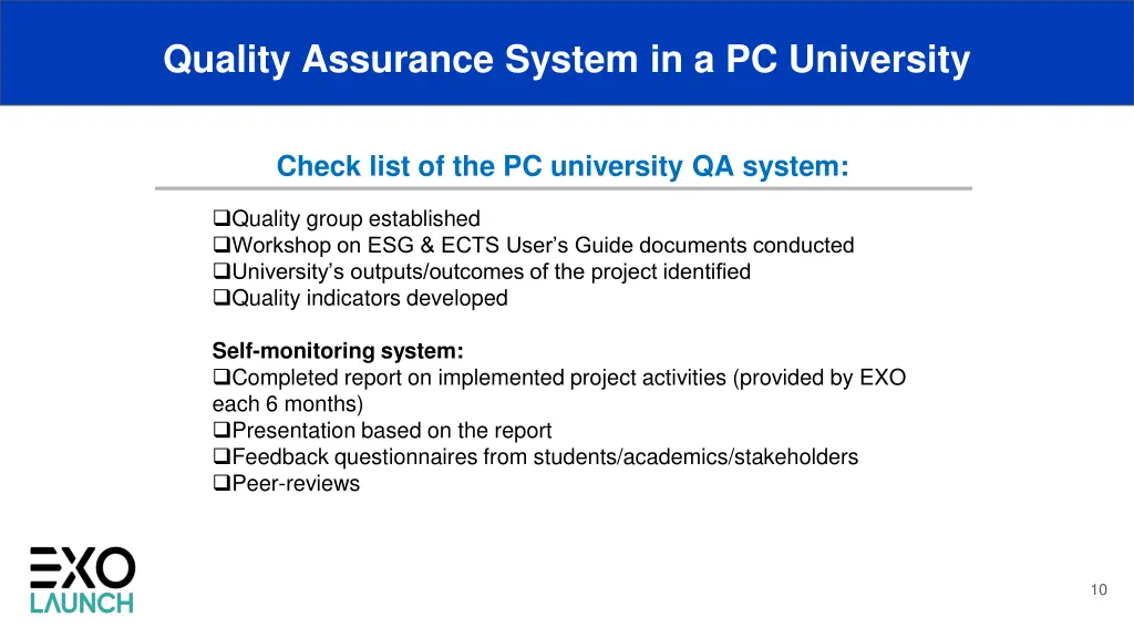 quality assurance system in a pc university