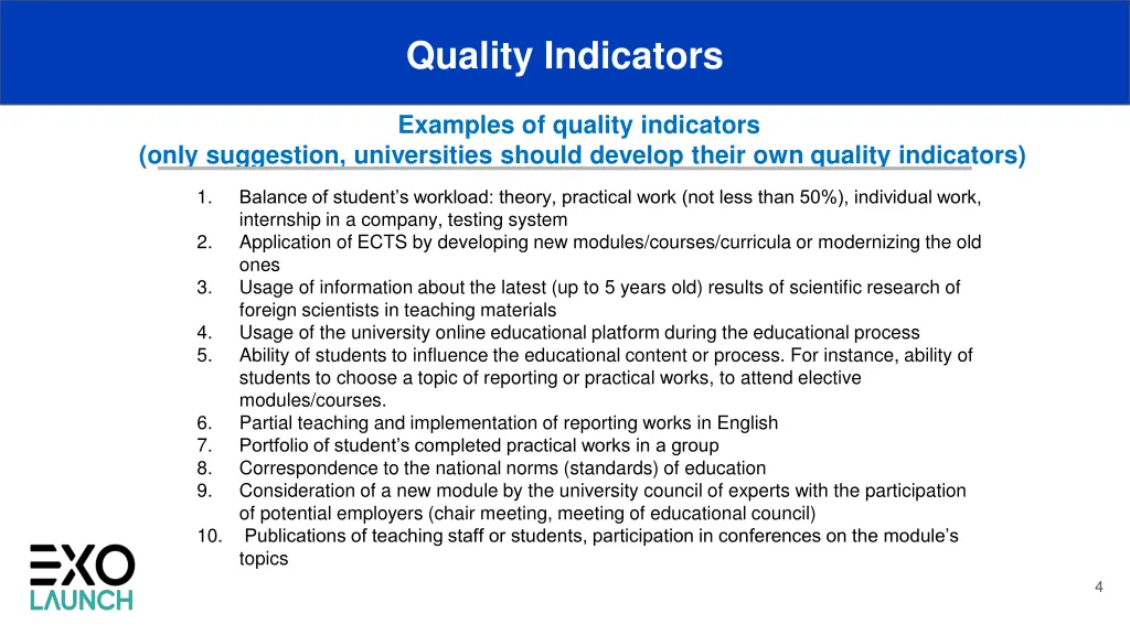 quality indicators