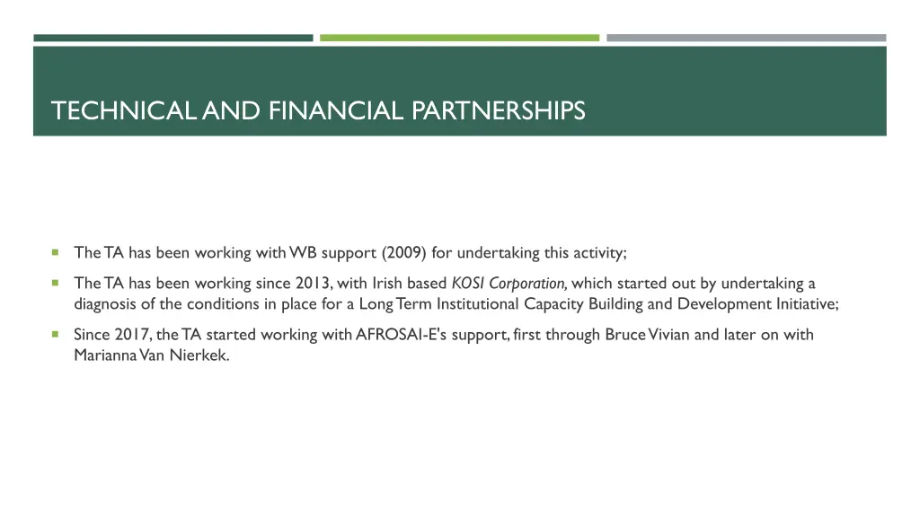 technical and financial partnerships
