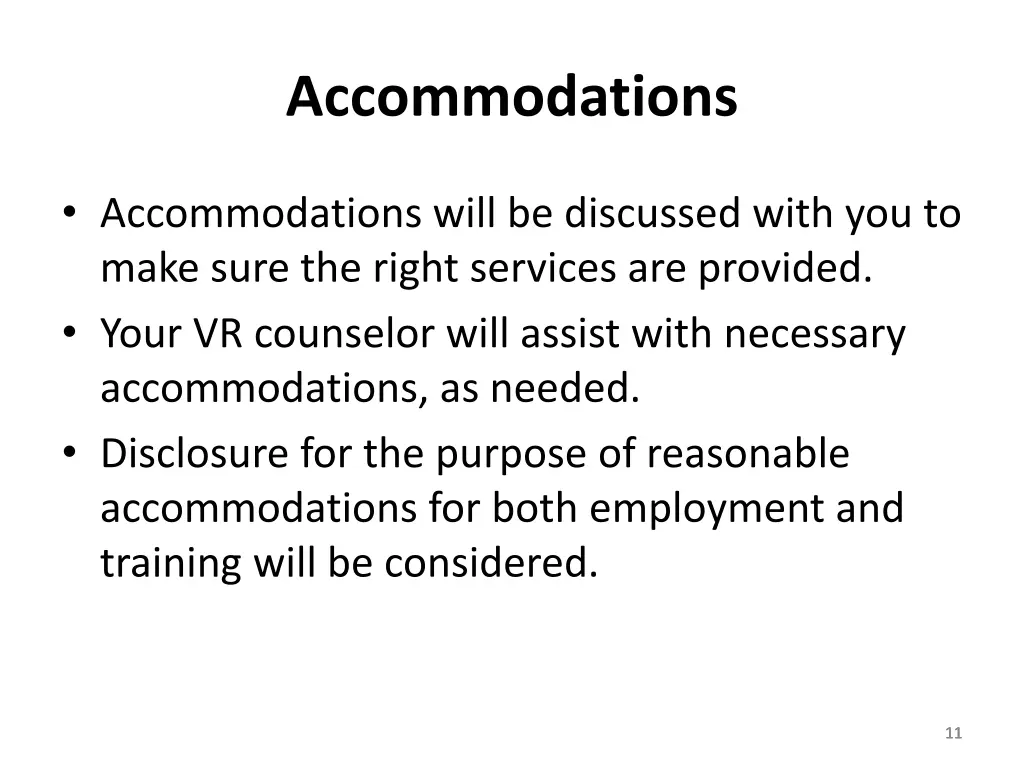 accommodations
