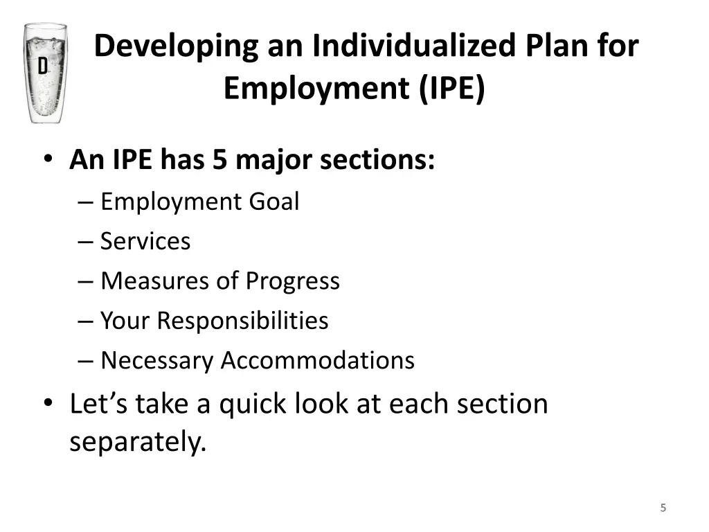 developing an individualized plan for employment