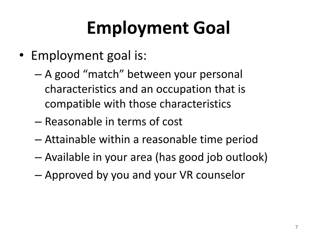employment goal