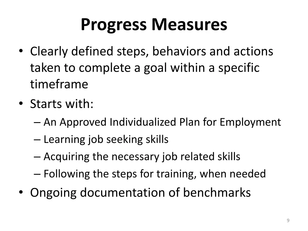 progress measures