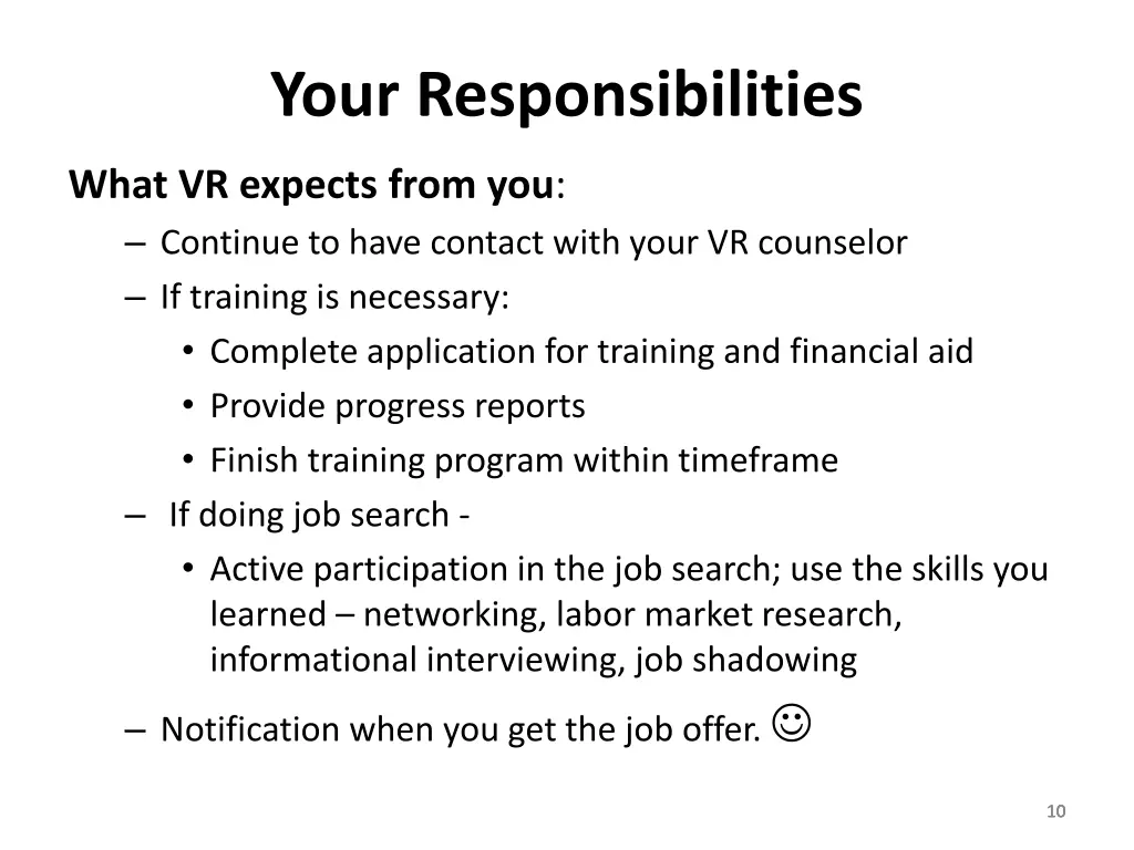 your responsibilities