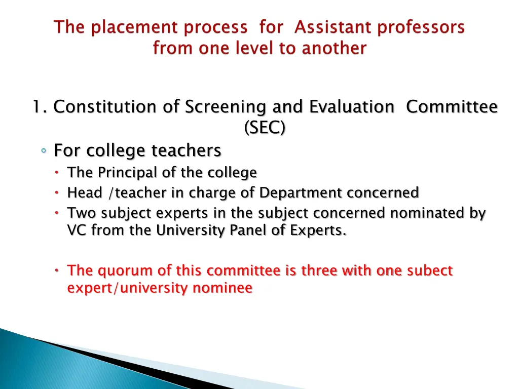 1 constitution of screening and evaluation
