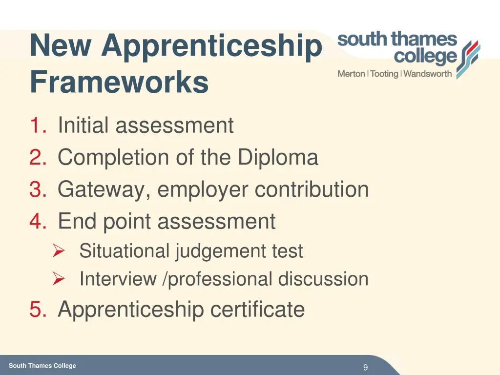 new apprenticeship frameworks