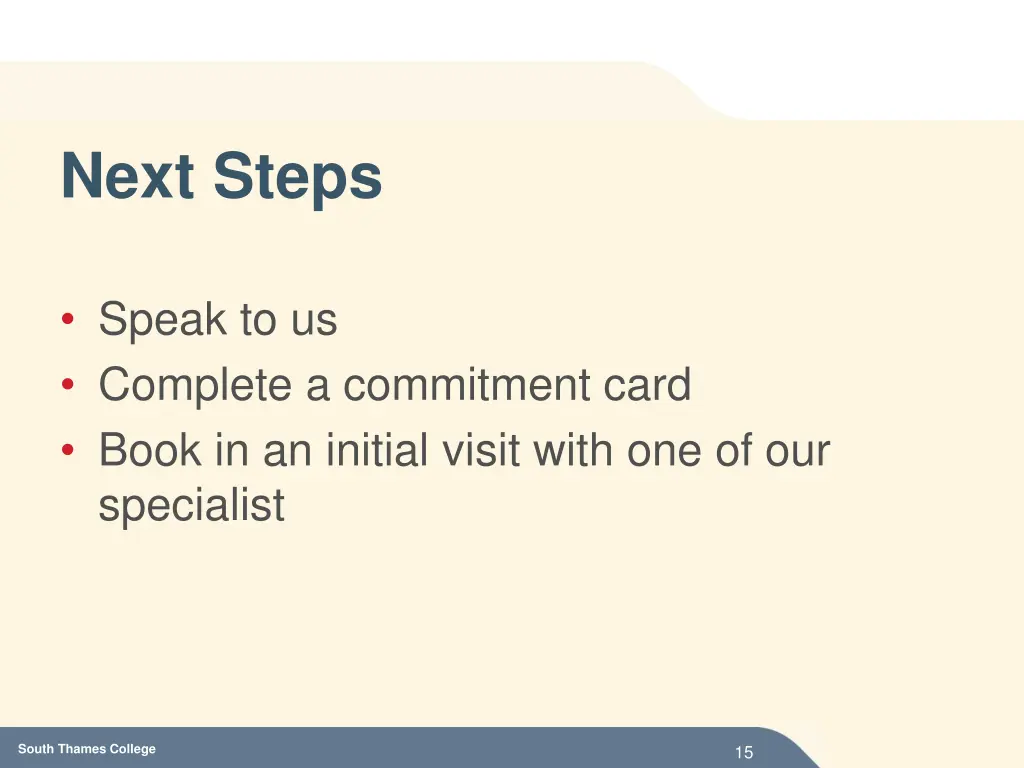 next steps