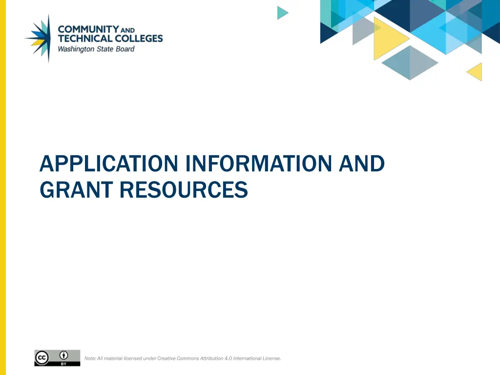 application information and grant resources