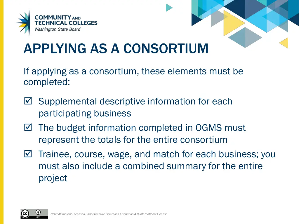 applying as a consortium