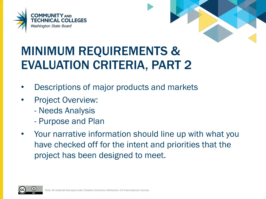 minimum requirements evaluation criteria part 2