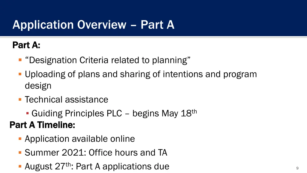 application overview part a
