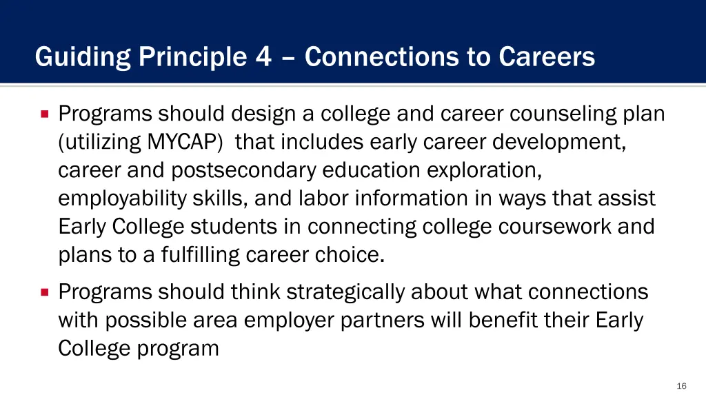 guiding principle 4 connections to careers
