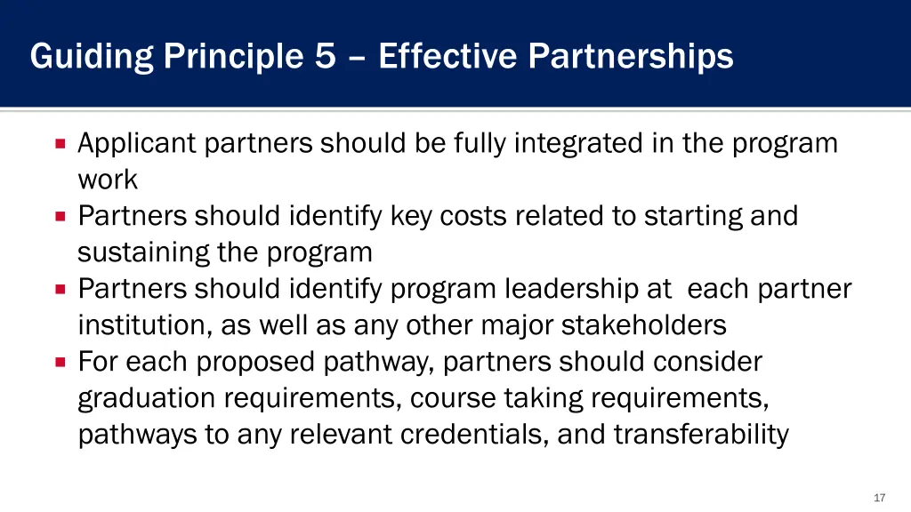 guiding principle 5 effective partnerships