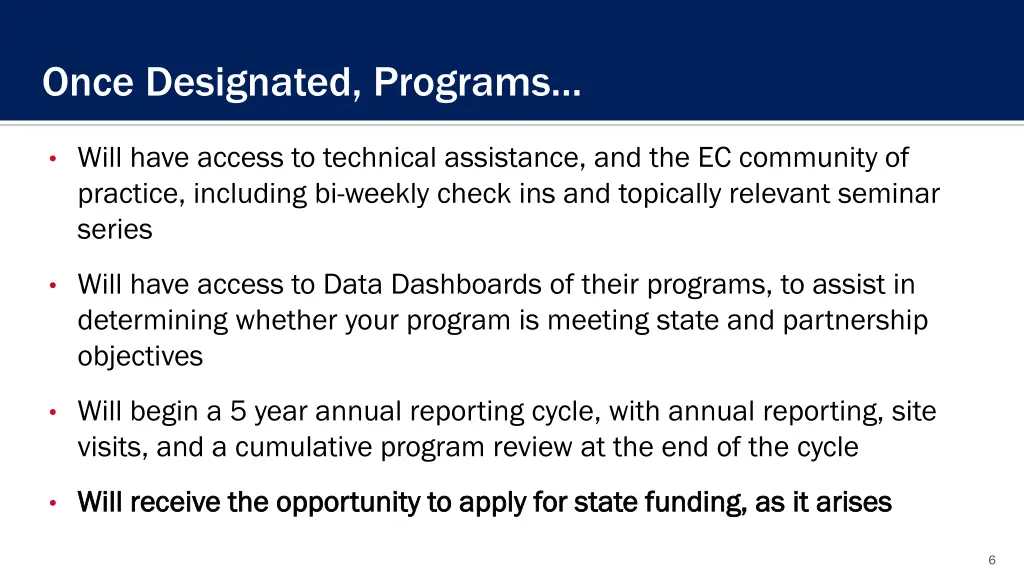 once designated programs