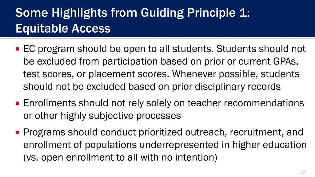 some highlights from guiding principle