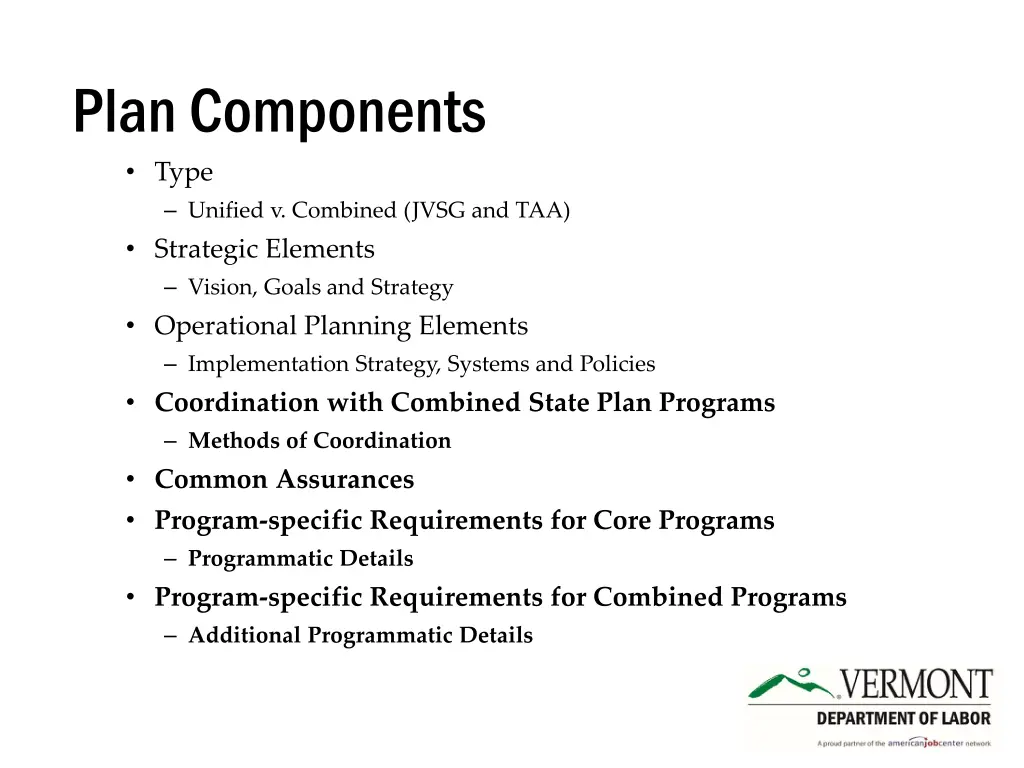 plan components type unified v combined jvsg