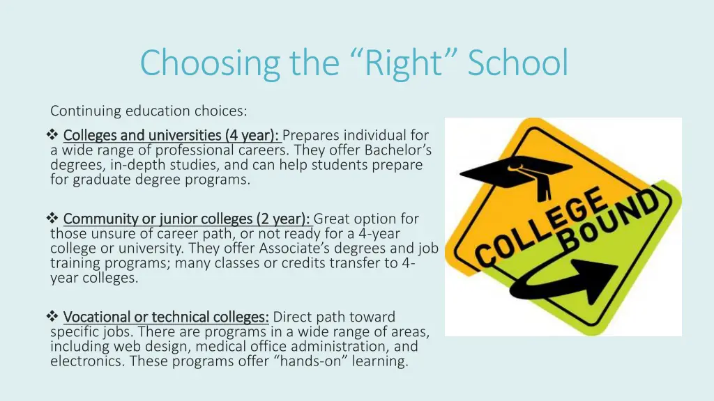 choosing the right school