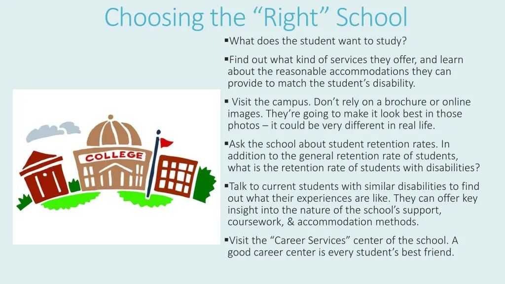 choosing the right school what does the student