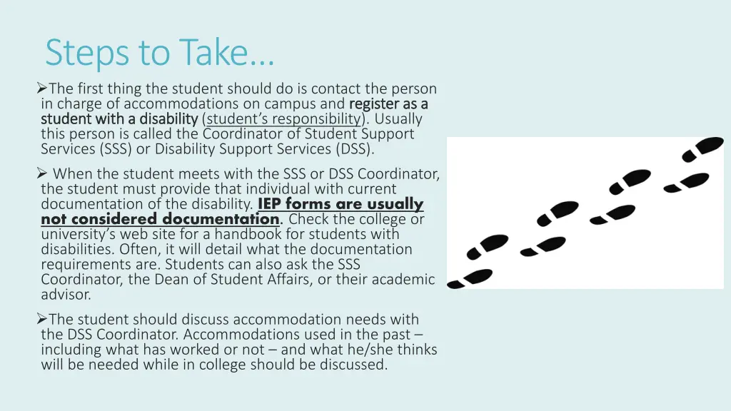 steps to take the first thing the student should