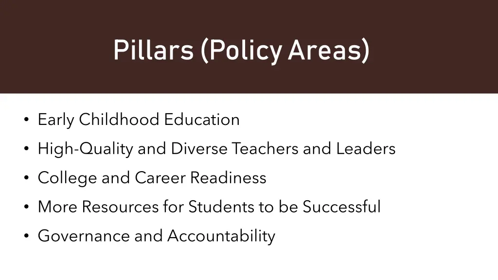 pillars policy areas