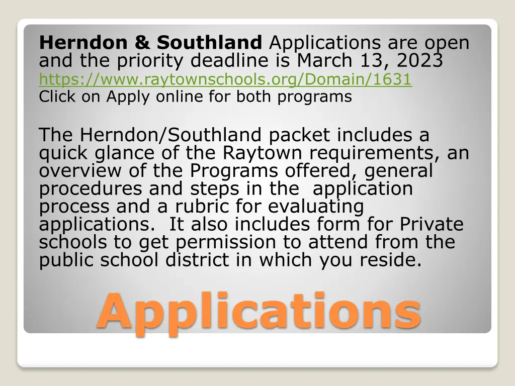 herndon southland applications are open