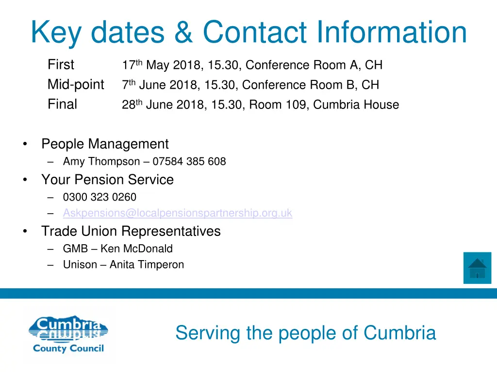 key dates contact information first