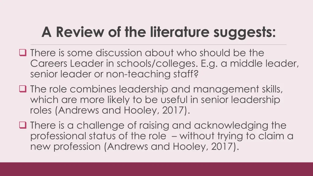 a review of the literature suggests 1