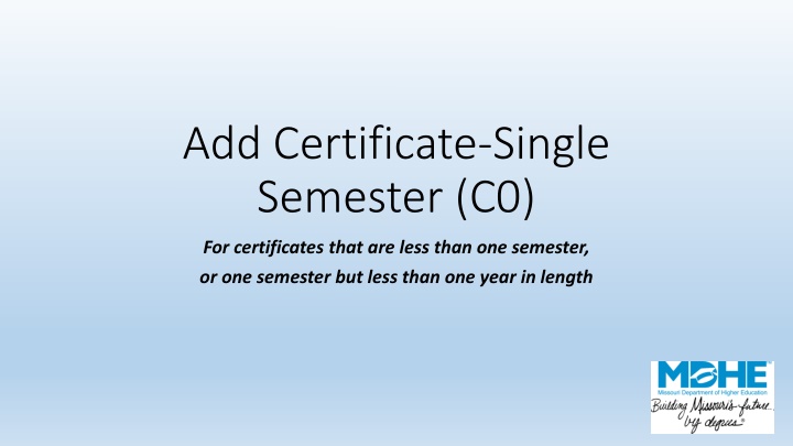 add certificate single semester c0