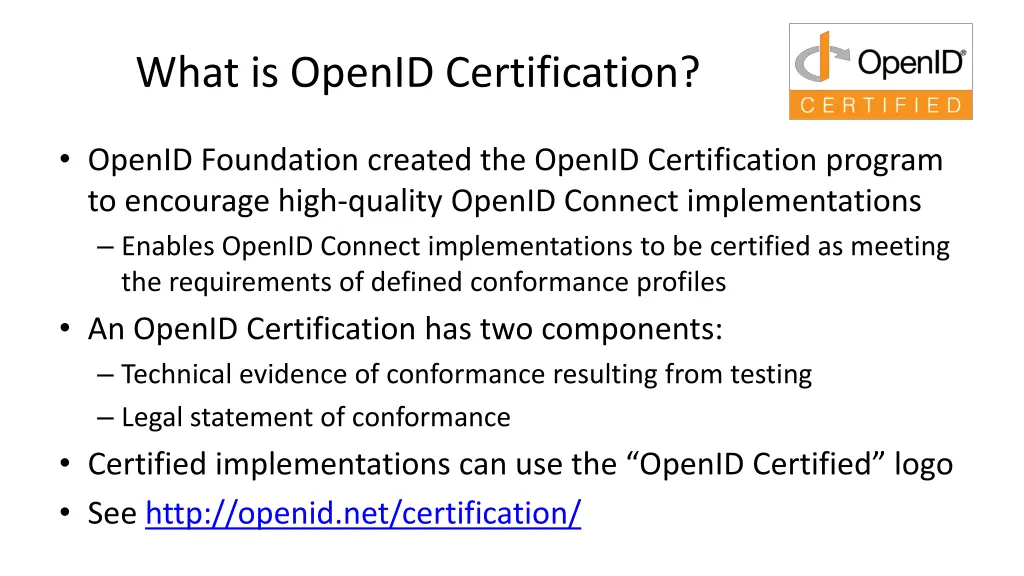 what is openid certification