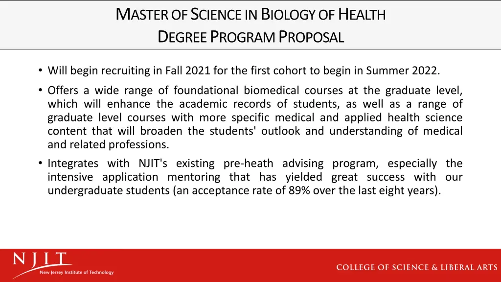 m aster of s cience in b iology of h ealth 1