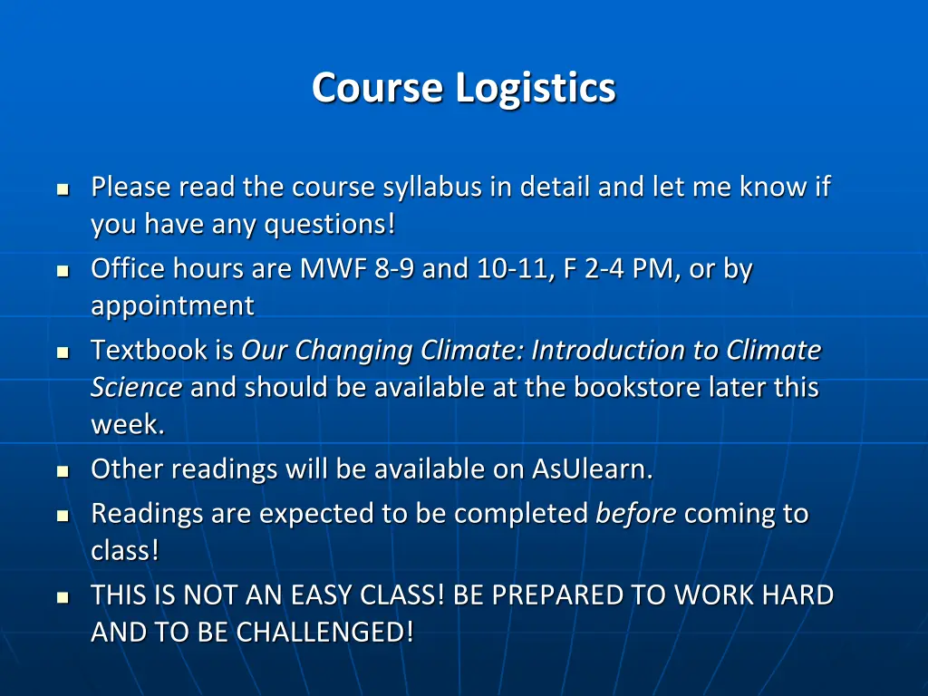 course logistics