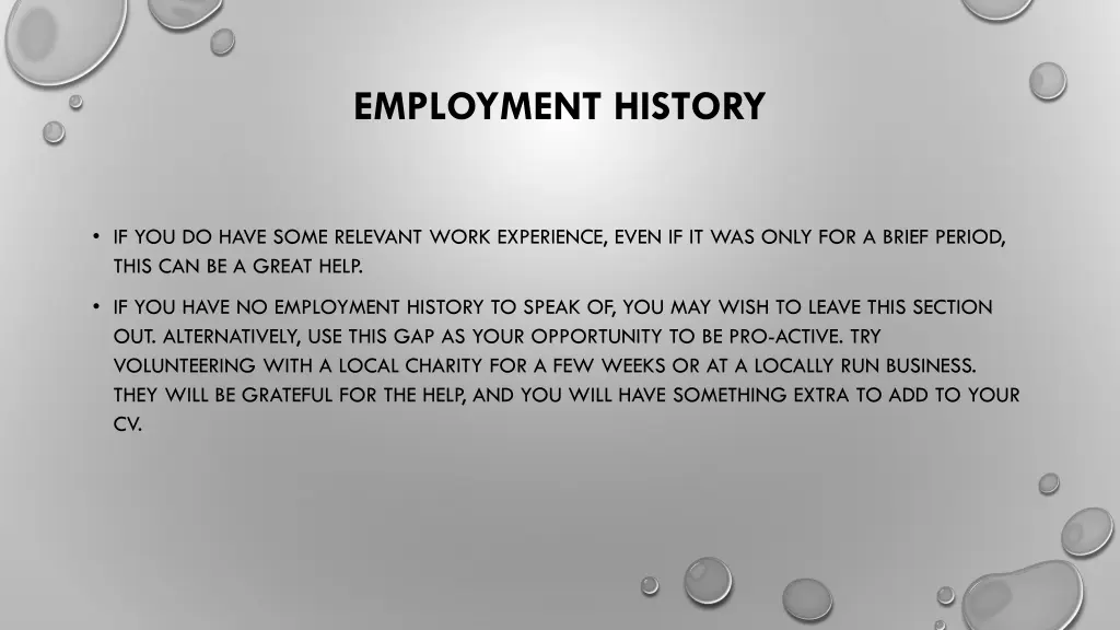 employment history