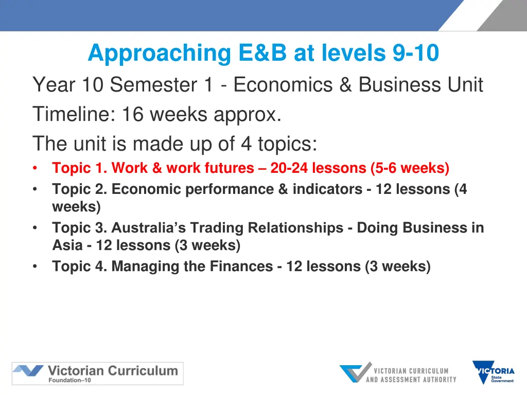 approaching e b at levels 9 10 year 10 semester