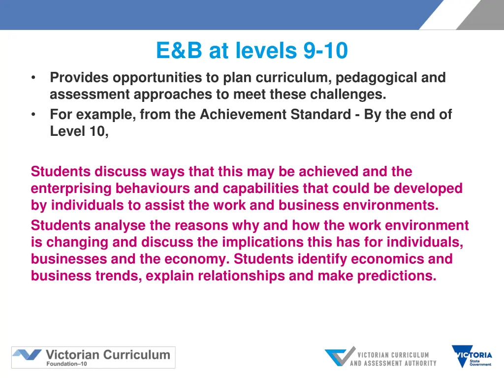 e b at levels 9 10